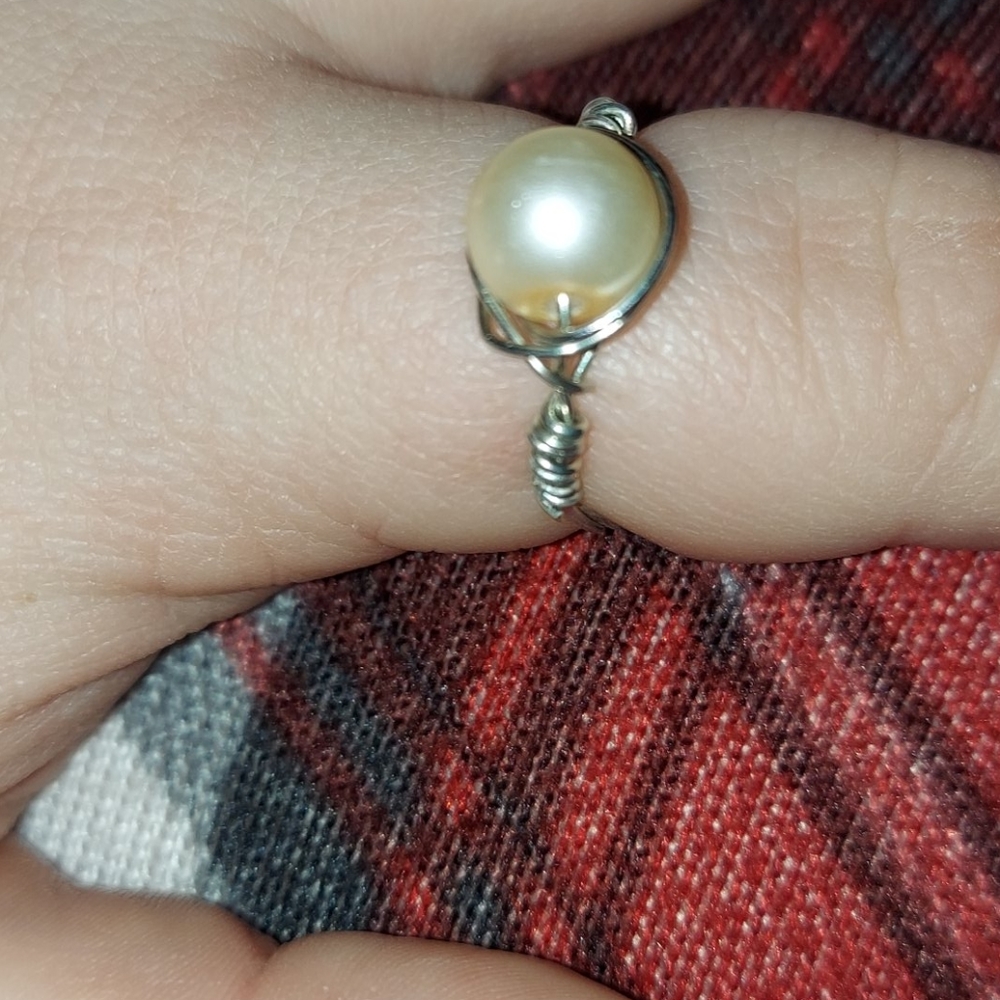 pearl silver ring
